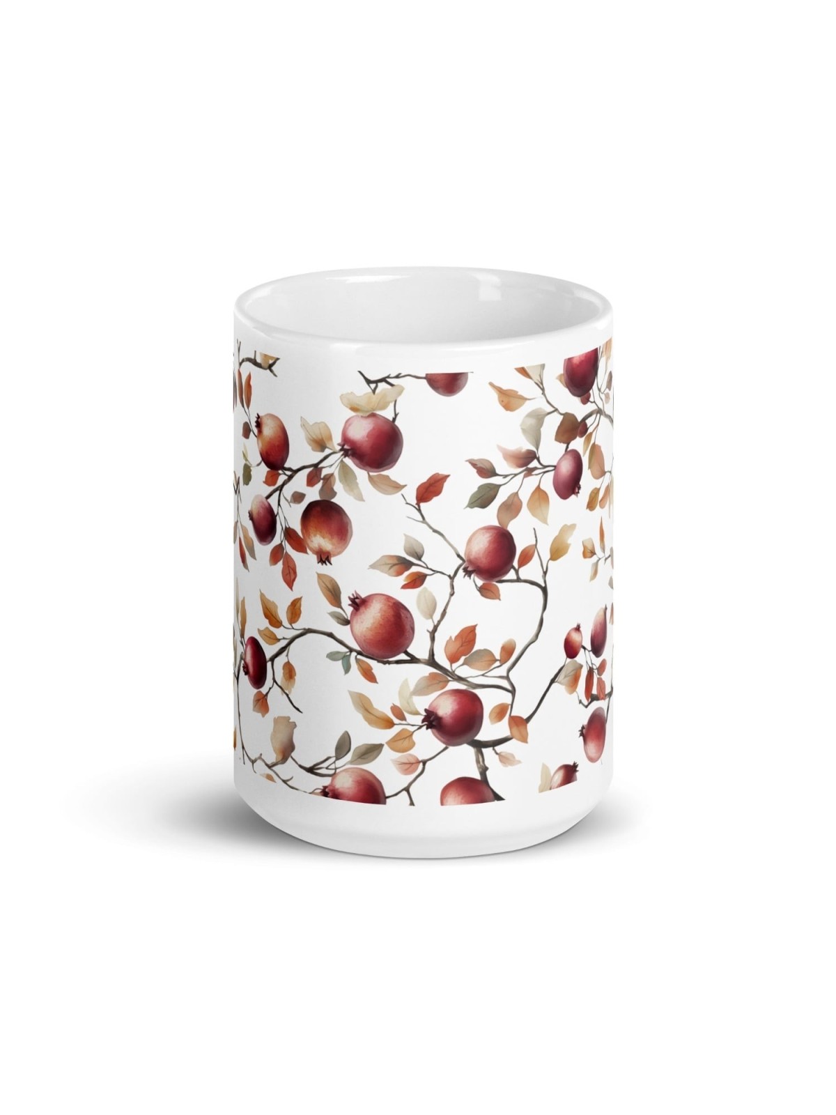 Tasse blanche brillante de grenades séduisantes