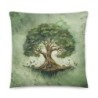 Blooming Tree of Life Green Decorative Pillow