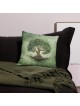 Coussin décoratif vert arbre de vie en fleurs