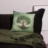 Blooming Tree of Life Green Decorative Pillow
