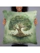 Coussin décoratif vert arbre de vie en fleurs
