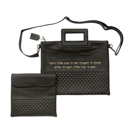 Black Faux Leather Tallit Tefillin Bag Sh... | Jewish Gift from Israel