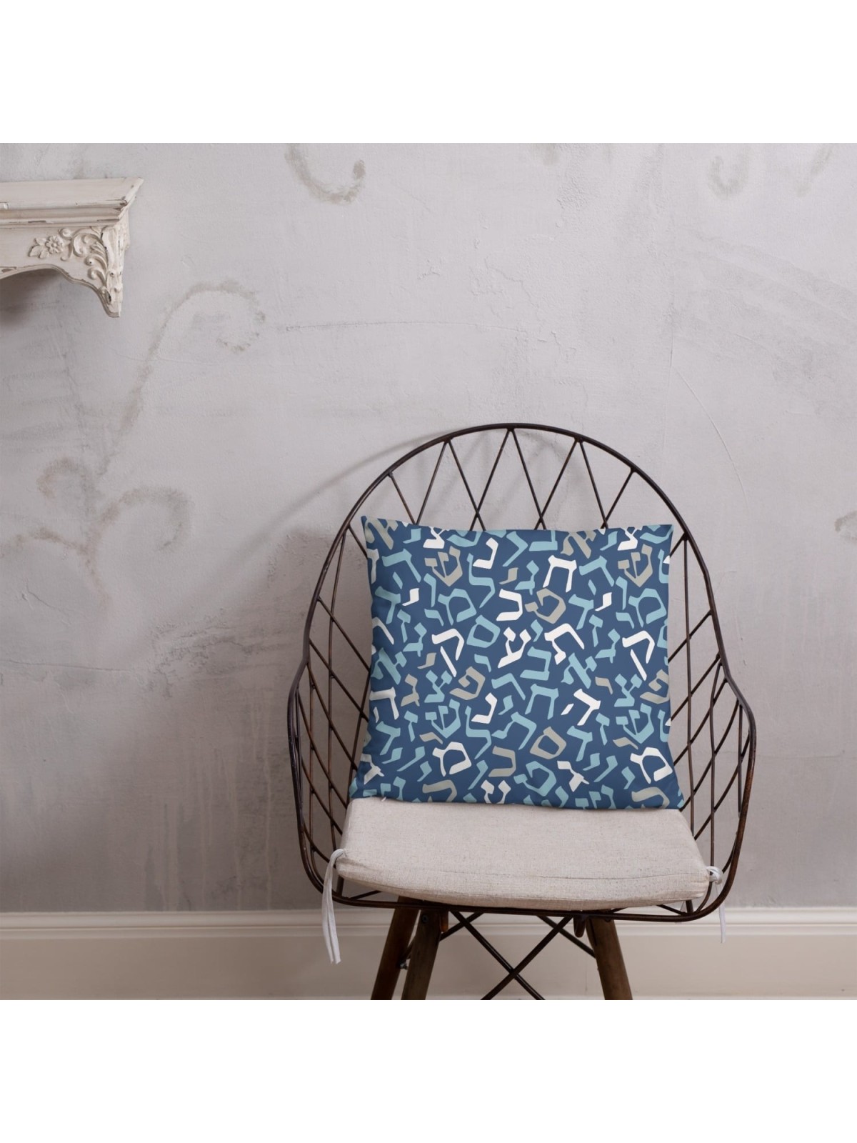 Blue Hebrew Letters Pillow