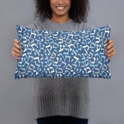 Blue Hebrew Letters Pillow