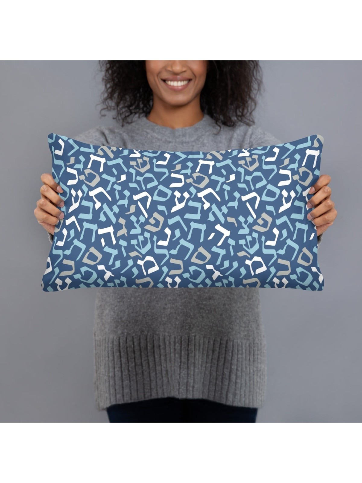 Blue Hebrew Letters Pillow