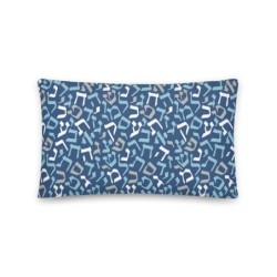 Blue Hebrew Letters Pillow