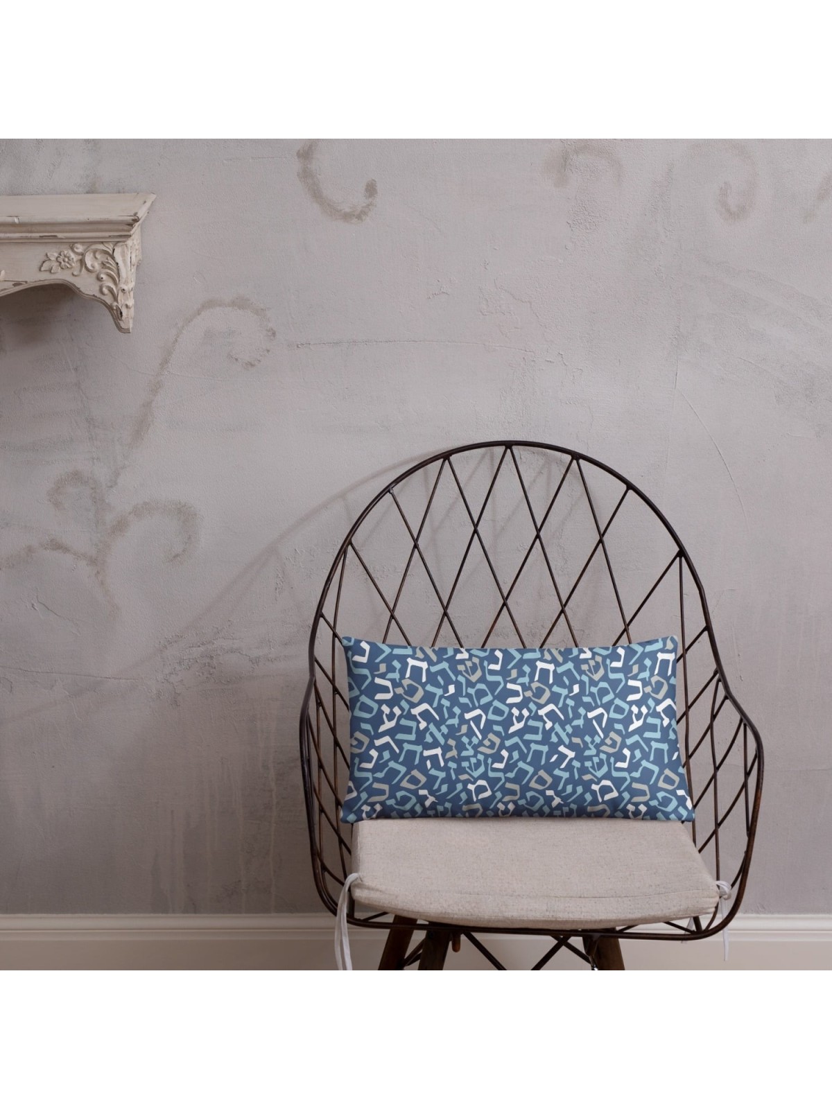 Blue Hebrew Letters Pillow