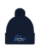 Bonnet en tricot à pompon brodé Love Israel