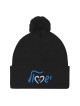 Bonnet en tricot à pompon brodé Love Israel