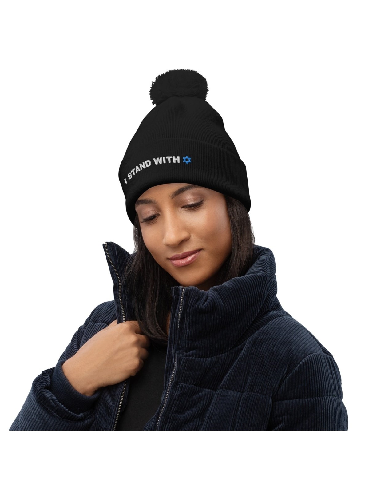 I Stand With Israel Pom-Pom Beanie