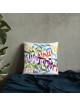 Multicolored Hebrew Blessings Decorative Pillow