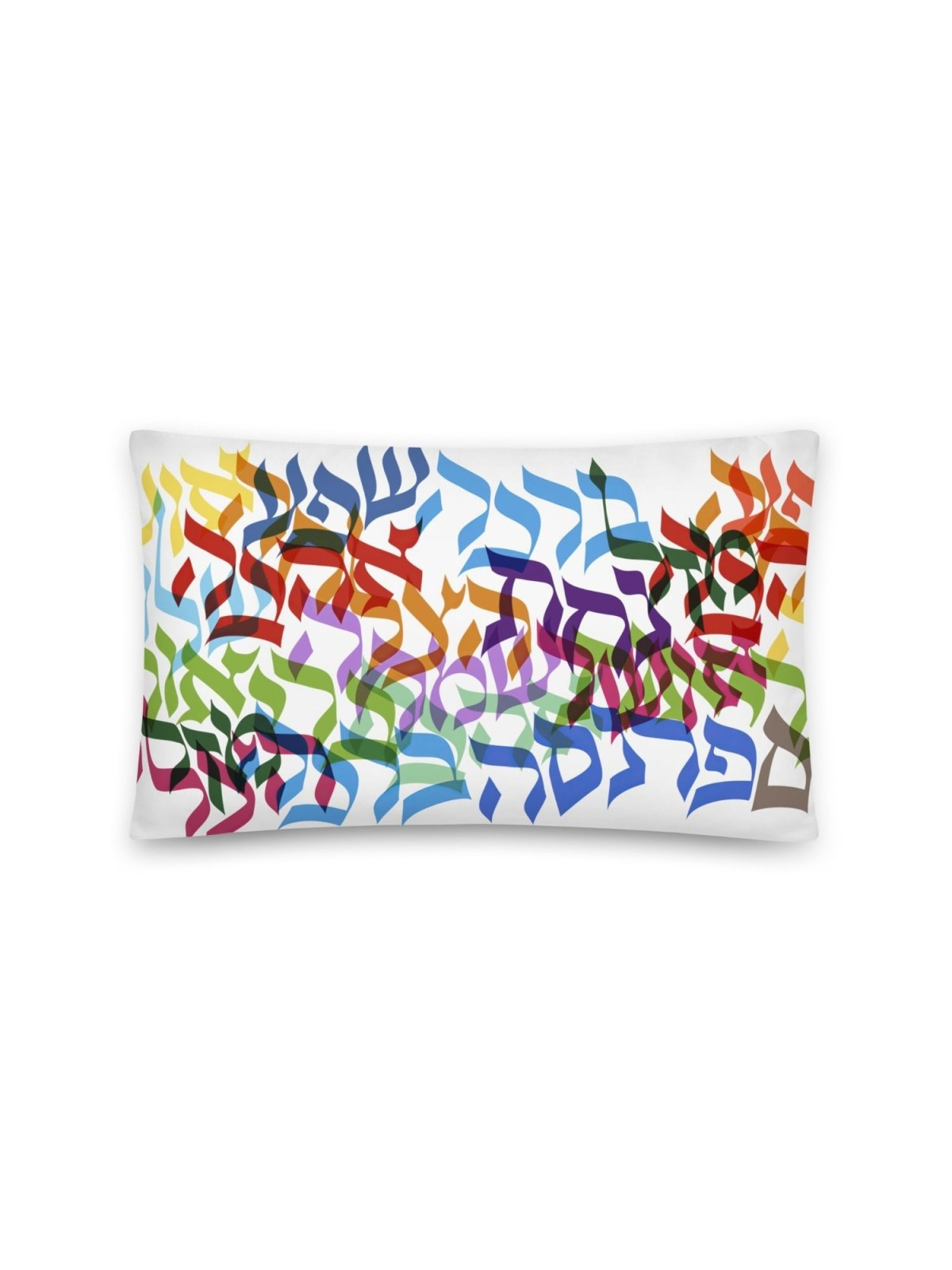 Multicolored Hebrew Blessings Decorative Pillow