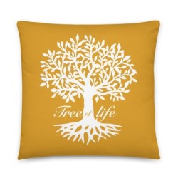 Oreiller jaune silhouette arbre de vie
