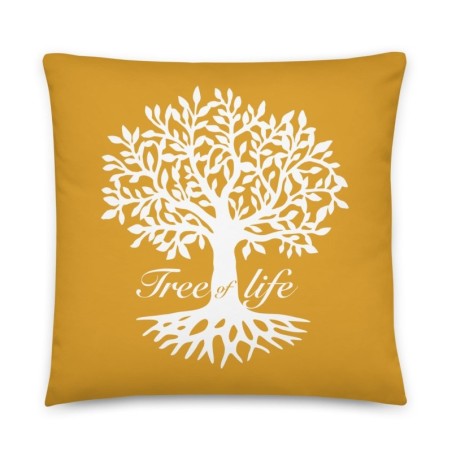 Oreiller jaune silhouette arbre de vie