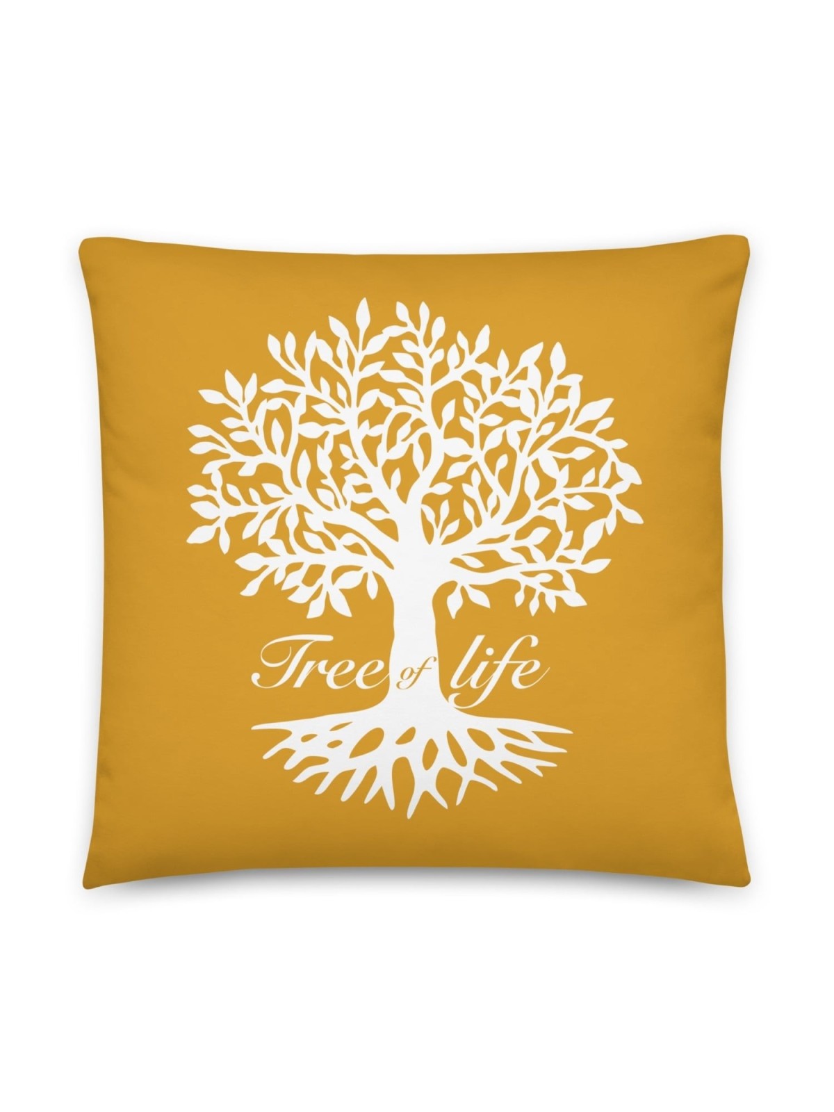 Oreiller jaune silhouette arbre de vie
