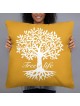 Oreiller jaune silhouette arbre de vie