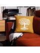 Oreiller jaune silhouette arbre de vie