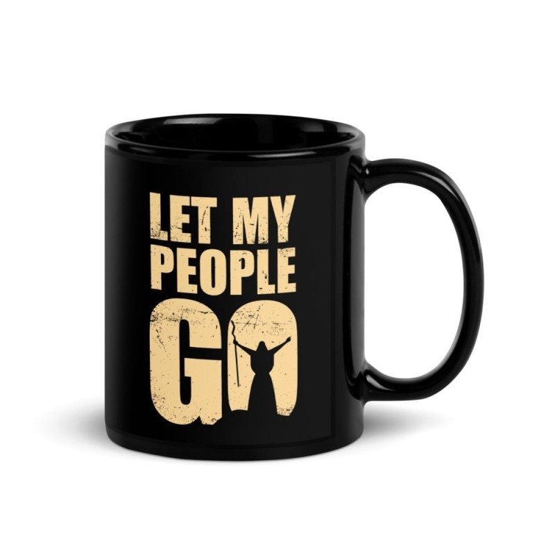 Laissez mon peuple partir tasse noire brillante