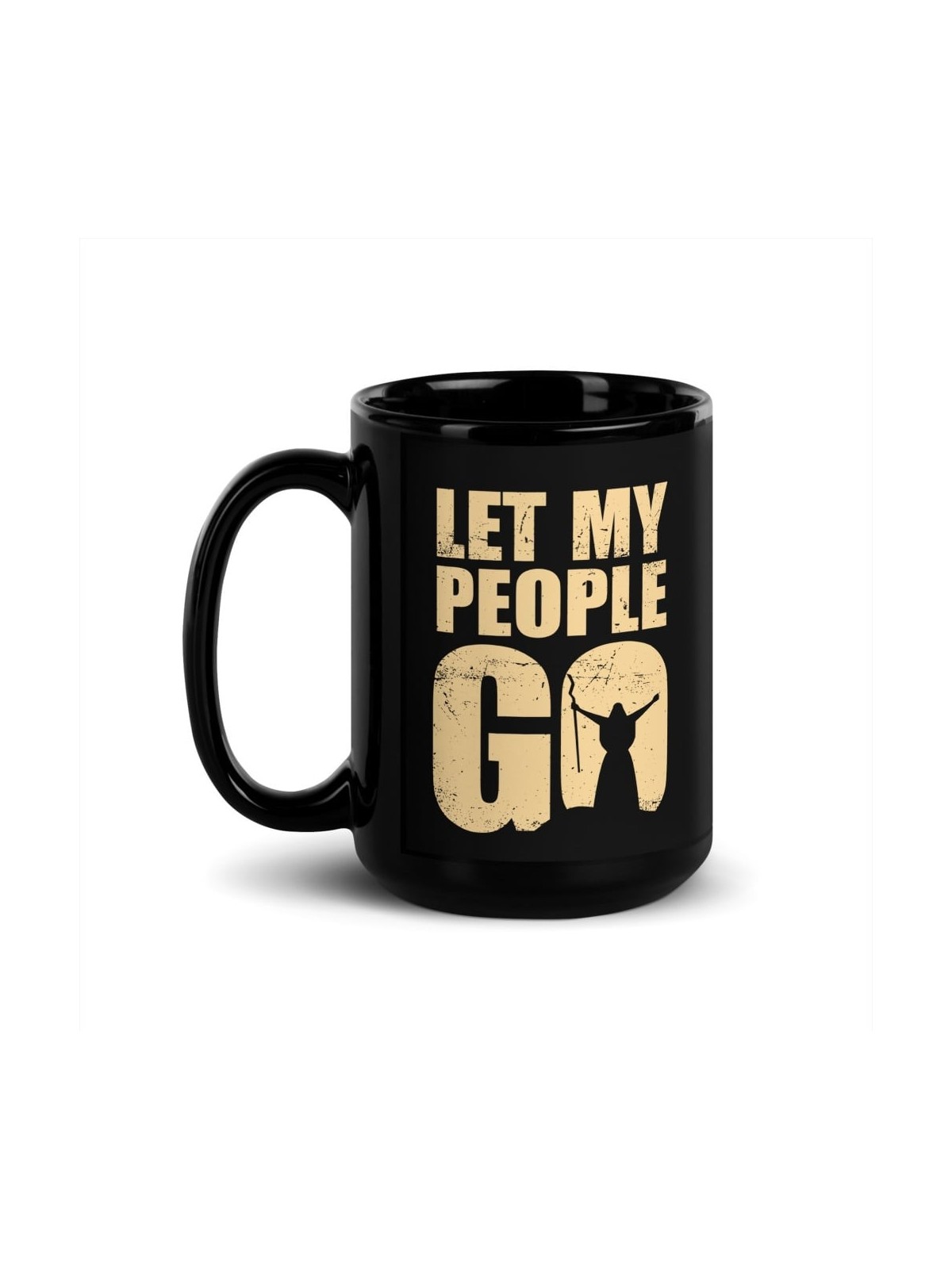 Laissez mon peuple partir tasse noire brillante