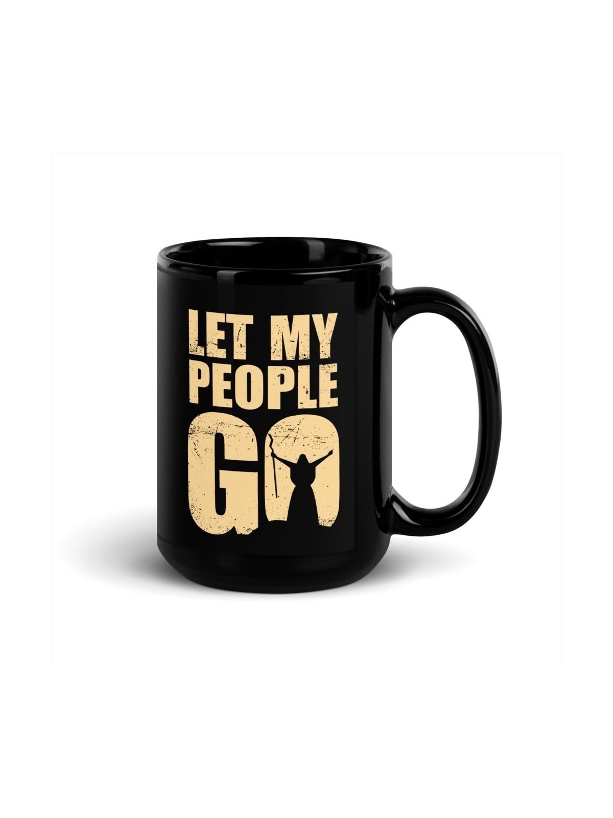 Laissez mon peuple partir tasse noire brillante