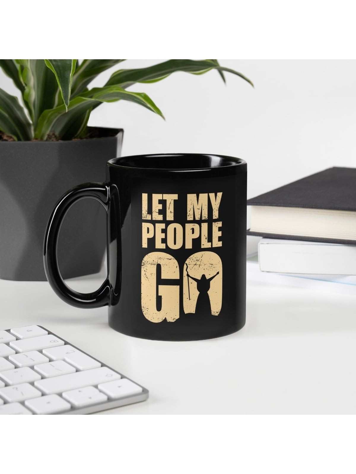 Laissez mon peuple partir tasse noire brillante