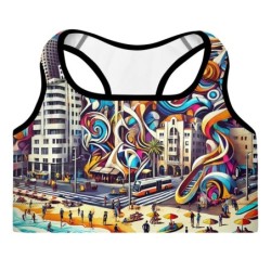 Tel Aviv Pop Art Designer Padded Sports Bra