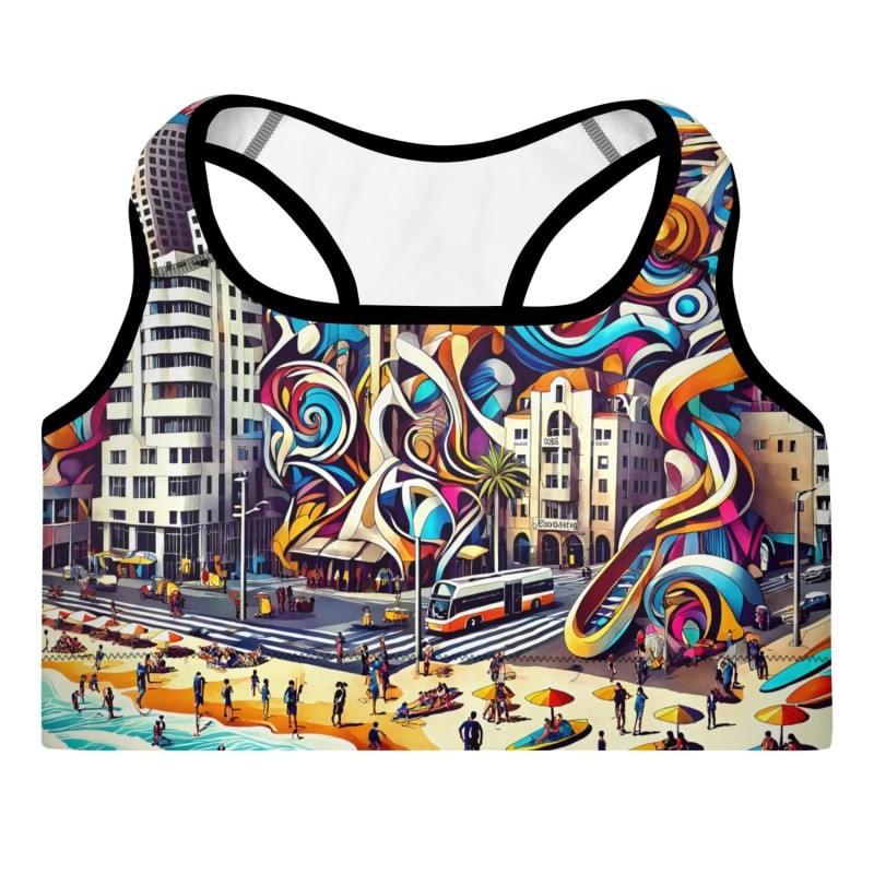 Tel Aviv Pop Art Designer Padded Sports Bra