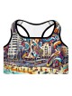 Tel Aviv Pop Art Designer Padded Sports Bra