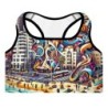 Tel Aviv Pop Art Designer Padded Sports Bra