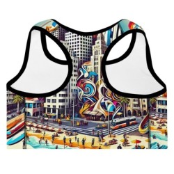 Tel Aviv Pop Art Designer Padded Sports Bra