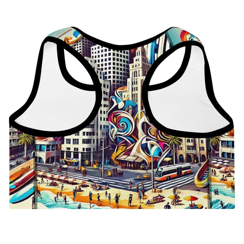 Tel Aviv Pop Art Designer Padded Sports Bra