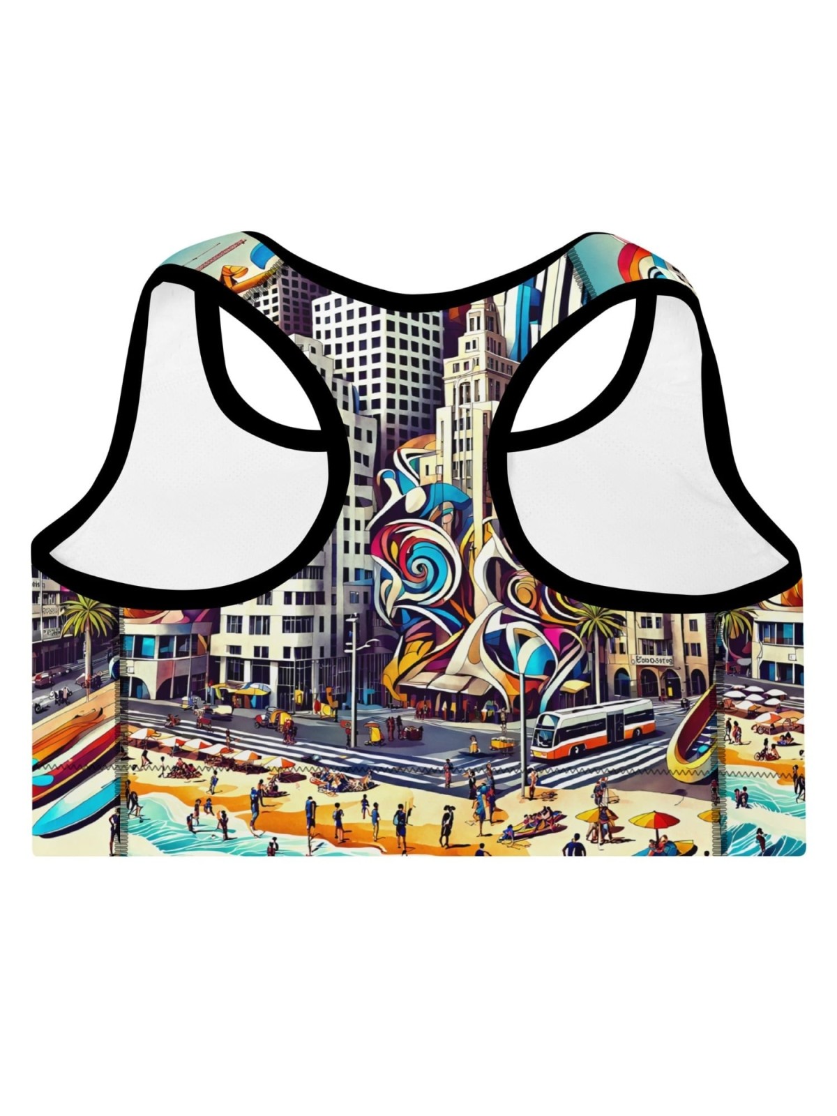Tel Aviv Pop Art Designer Padded Sports Bra