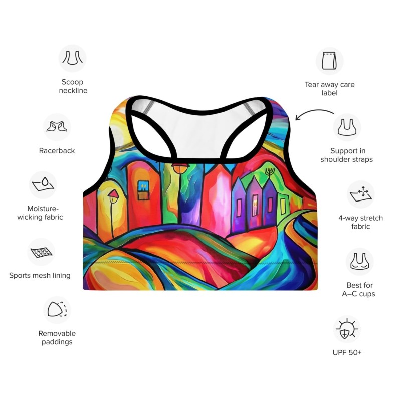 Jerusalem Colors Designer Padded Sports Bra