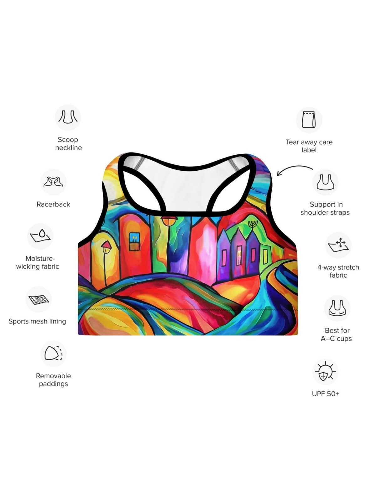 Jerusalem Colors Designer Padded Sports Bra