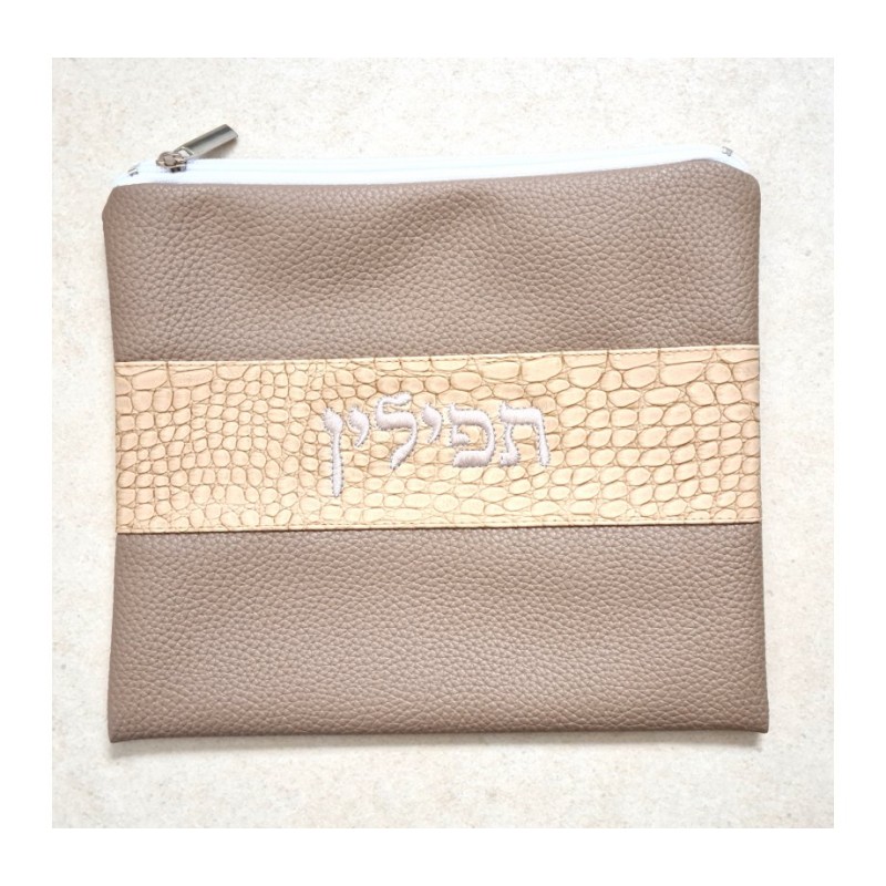 Faux Leather Tallit and Tefillin Bag Set Tw... | Talit & Tefillin Bags