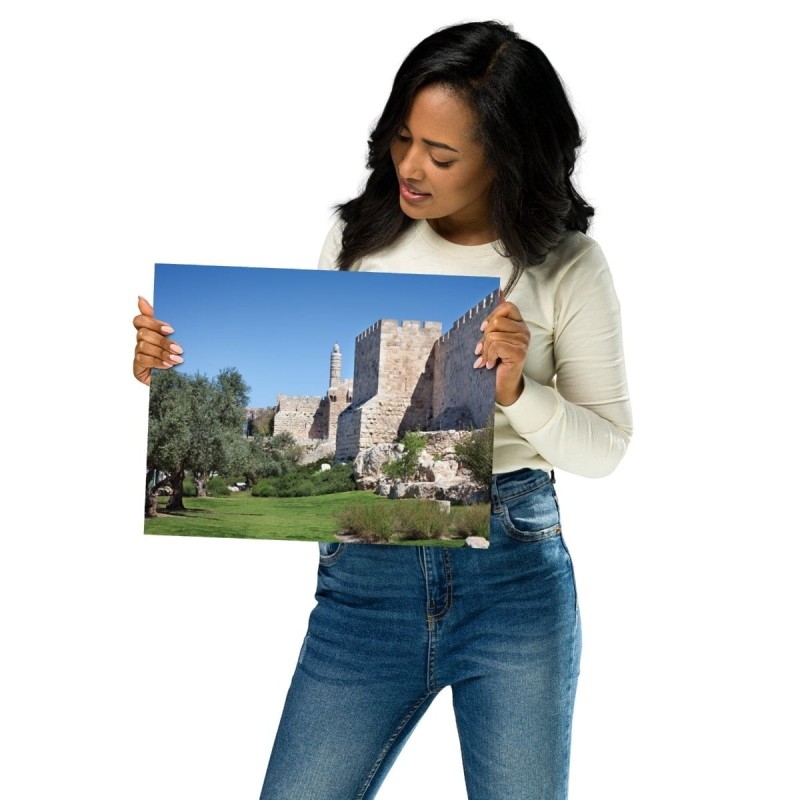 Vieille ville de Jérusalem et tour de David Photographie Poster