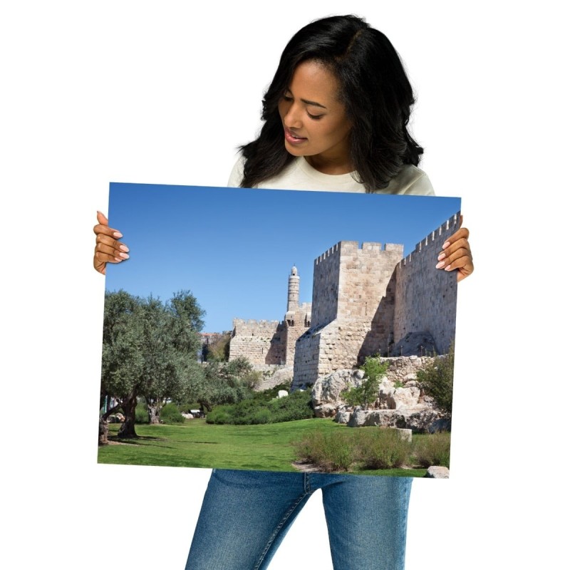 Vieille ville de Jérusalem et tour de David Photographie Poster
