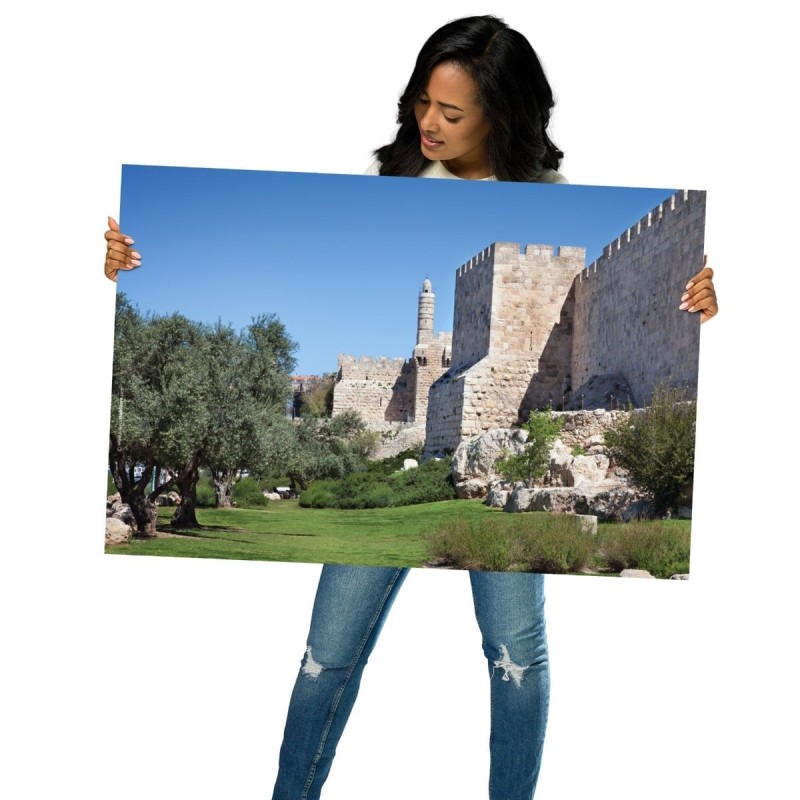 Vieille ville de Jérusalem et tour de David Photographie Poster