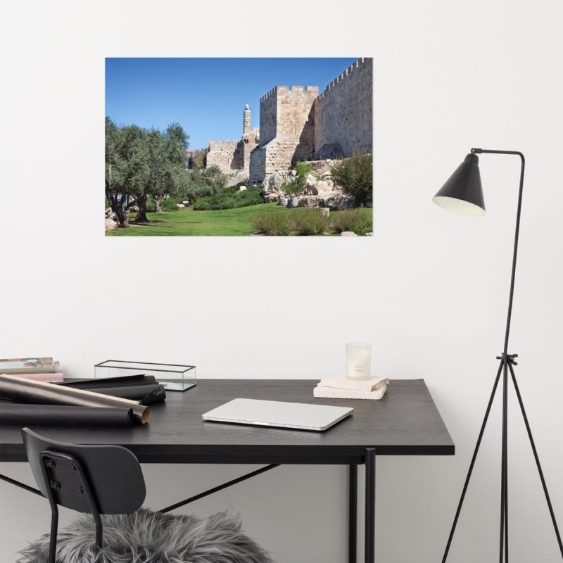 Vieille ville de Jérusalem et tour de David Photographie Poster