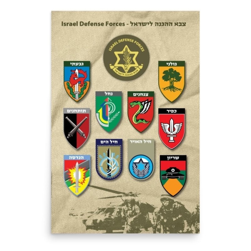 Affiche de l'armée israélienne avec insignes du corps