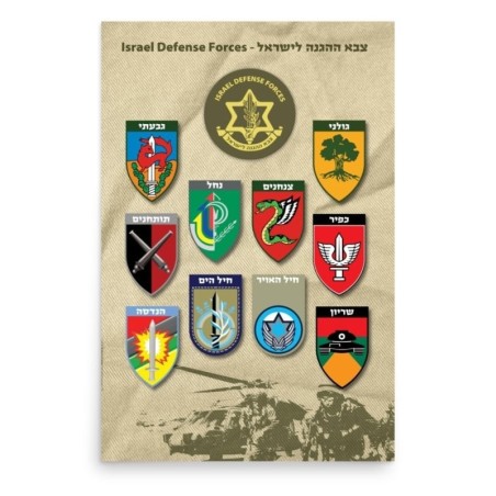 Affiche de l'armée israélienne avec insignes du corps