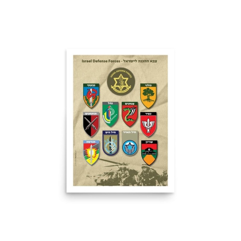 Affiche de l'armée israélienne avec insignes du corps