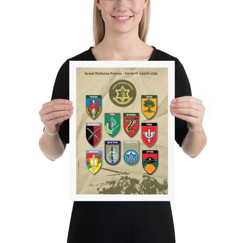 Affiche de l'armée israélienne avec insignes du corps