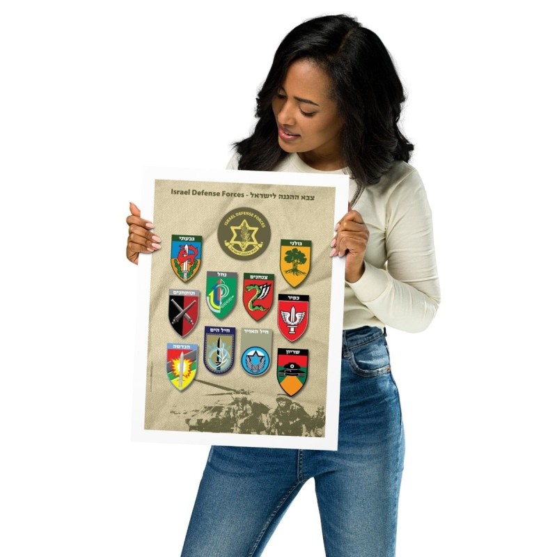 Affiche de l'armée israélienne avec insignes du corps