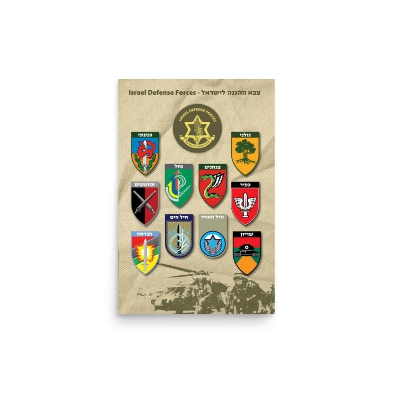 Affiche de l'armée israélienne avec insignes du corps