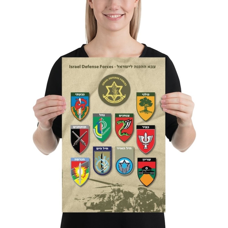 Affiche de l'armée israélienne avec insignes du corps