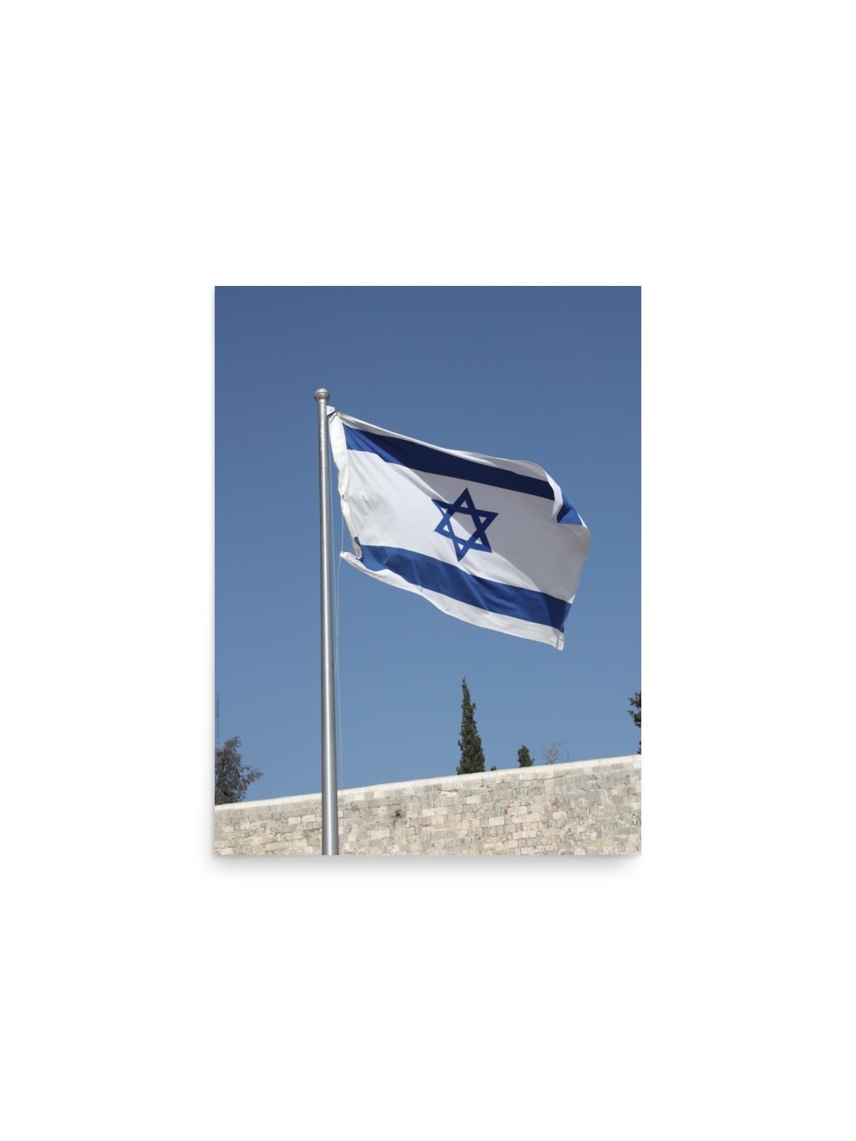 Israel Flag Over the Western Wall Poster