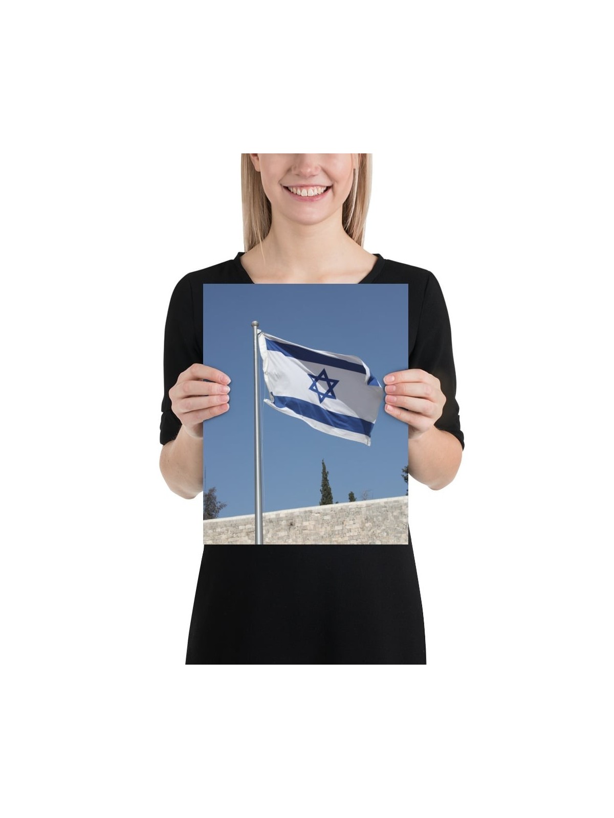 Israel Flag Over the Western Wall Poster