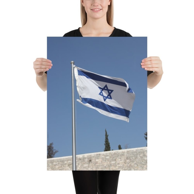 Drapeau d'Israël sur le mur Occidental Poster