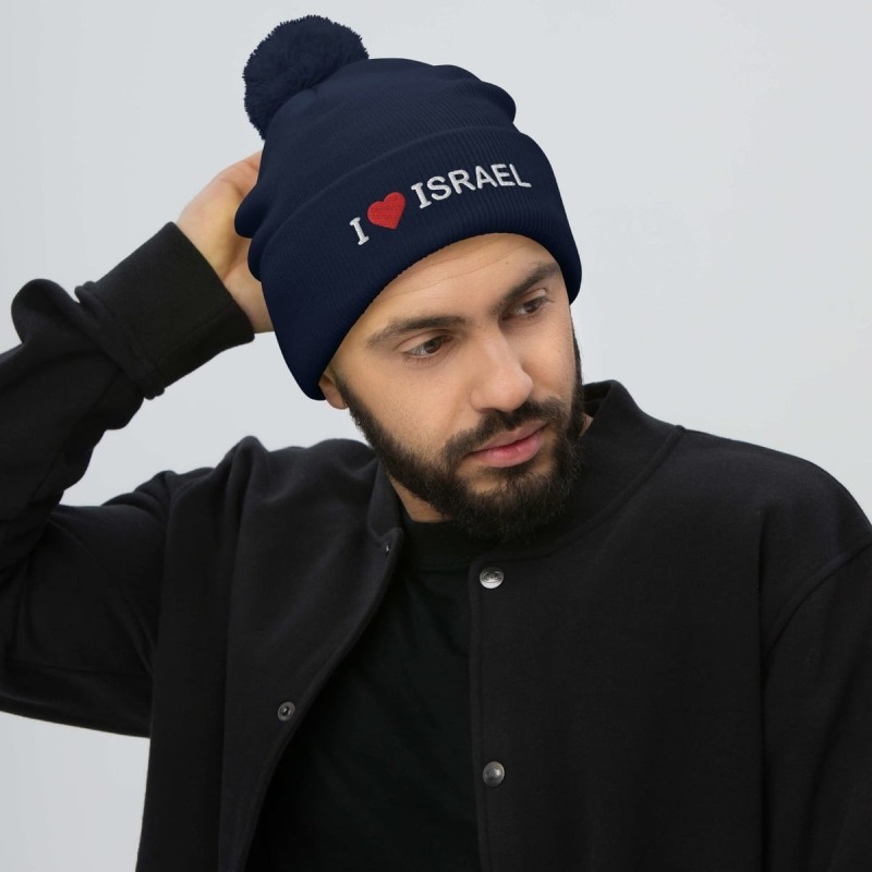 I Love Israel Pom-Pom Beanie